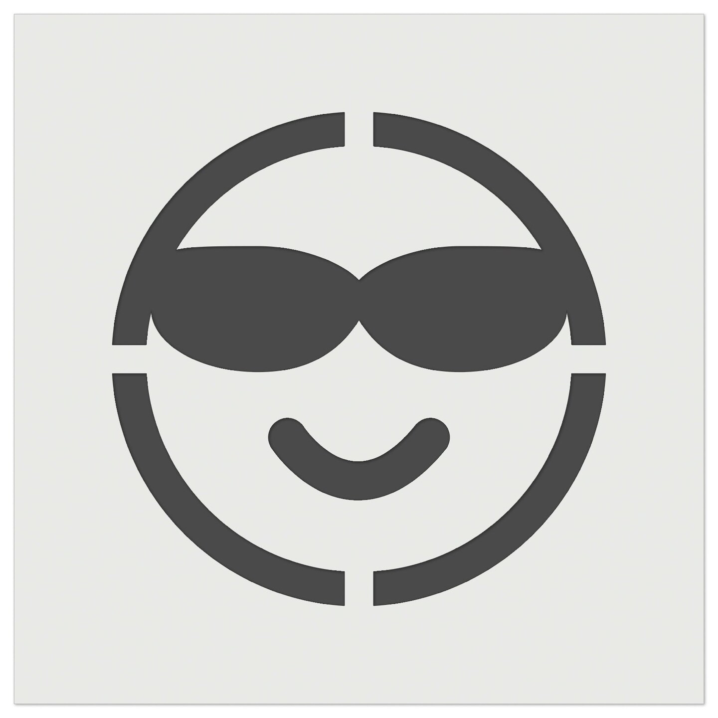 Sunglasses Cool Smile Happy Emoticon Wall Cookie DIY Craft Reusable Stencil