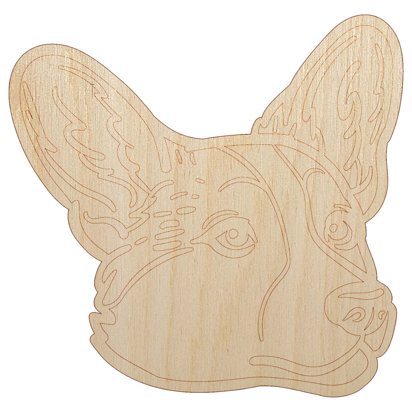 Cardigan Welsh Corgi Head Unfinished Wood Shape Piece Cutout for DIY Craft Projects