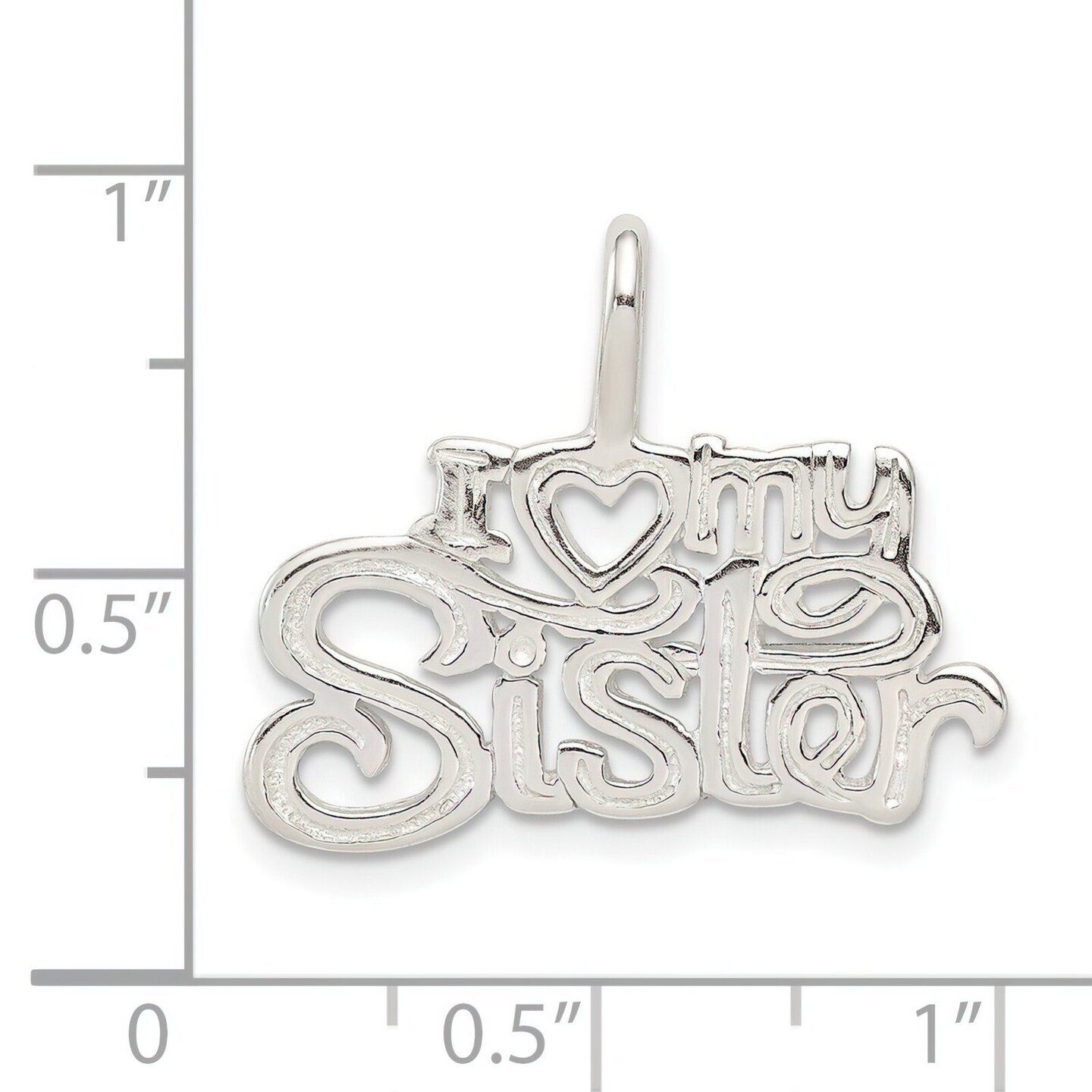 Sterling Silver I Love My Sister Pendant Charm Jewelry 20mm x 25mm
