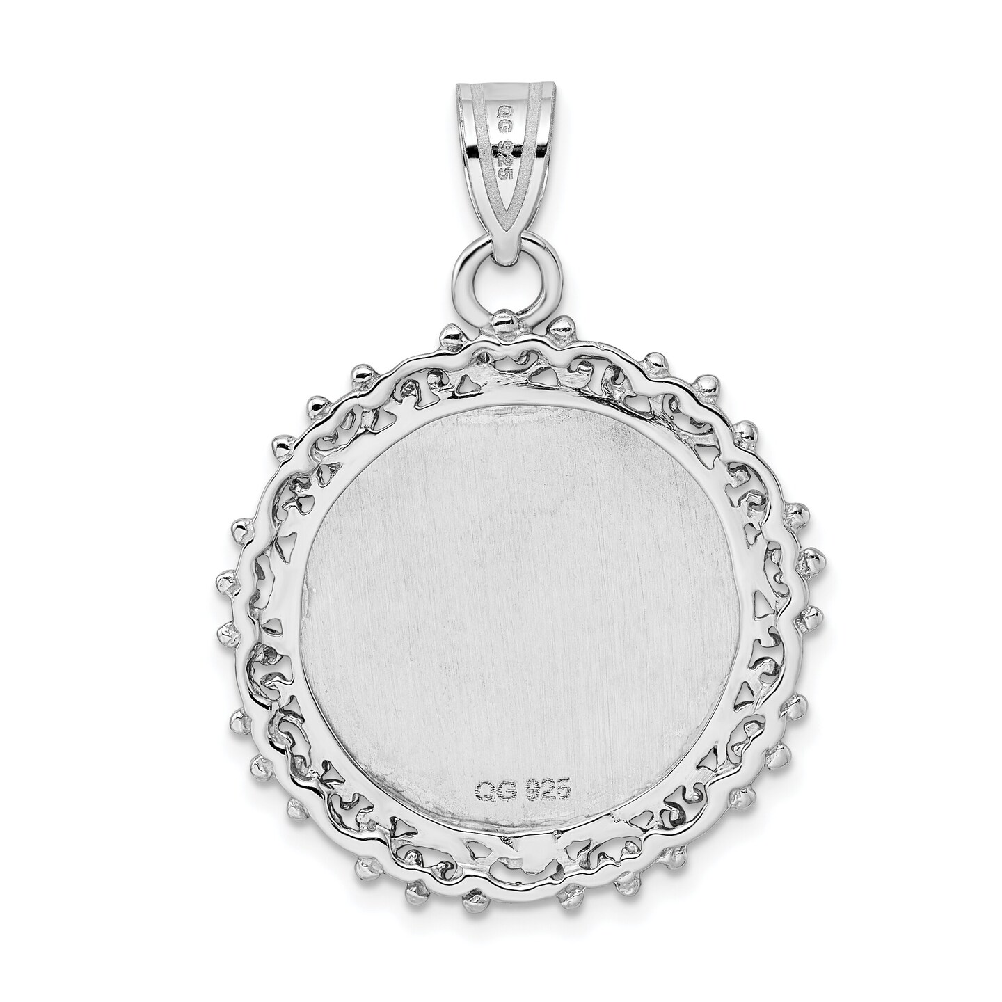 Sterling Silver Fancy Round Pendant Charm Jewelry
