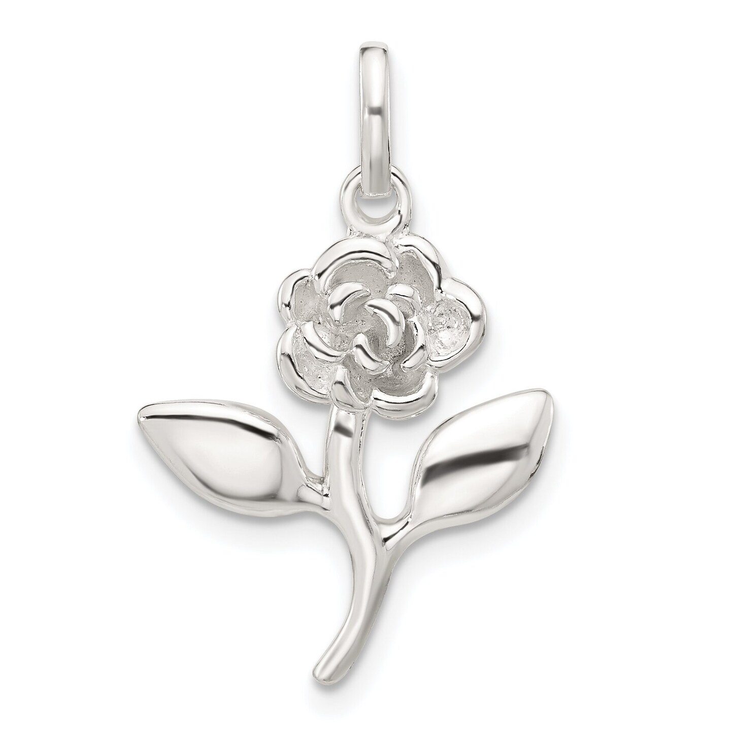 Sterling Silver Rose Pendant Jewelry FindingKing 27.7mm x 19.3mm