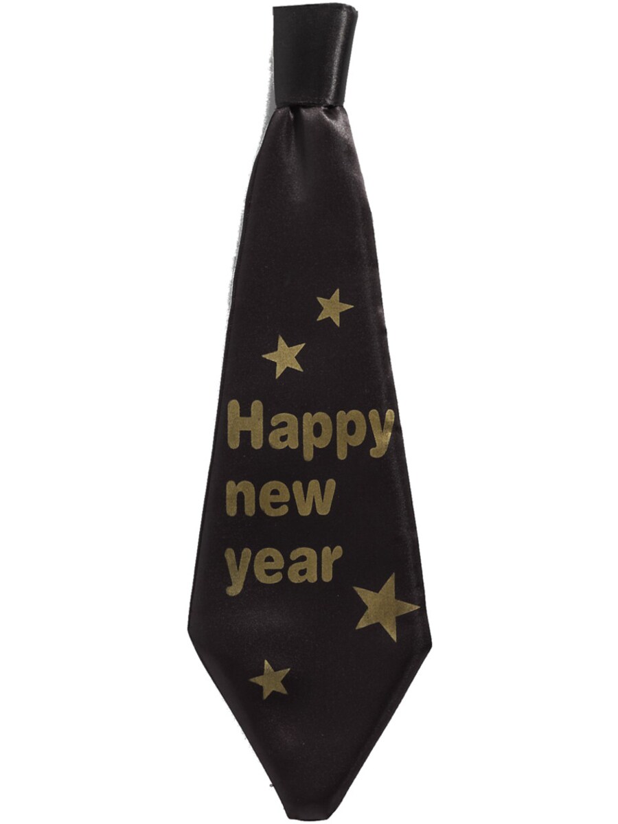 Adult&#x27;s Mens Black And Gold New Years Tie Necktie Holiday Costume Accessory