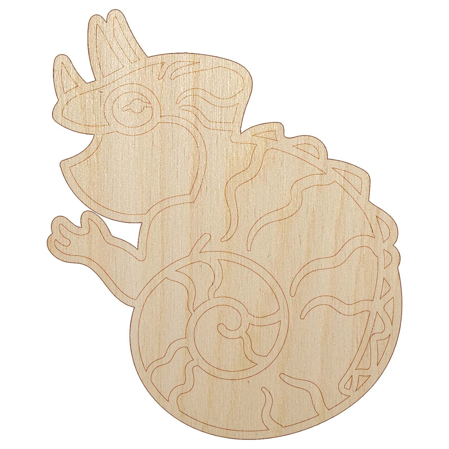 Fat Cute Jackson&#x27;s Horned Chameleon Lizard Reptile Unfinished Wood Shape Piece Cutout for DIY Craft Projects