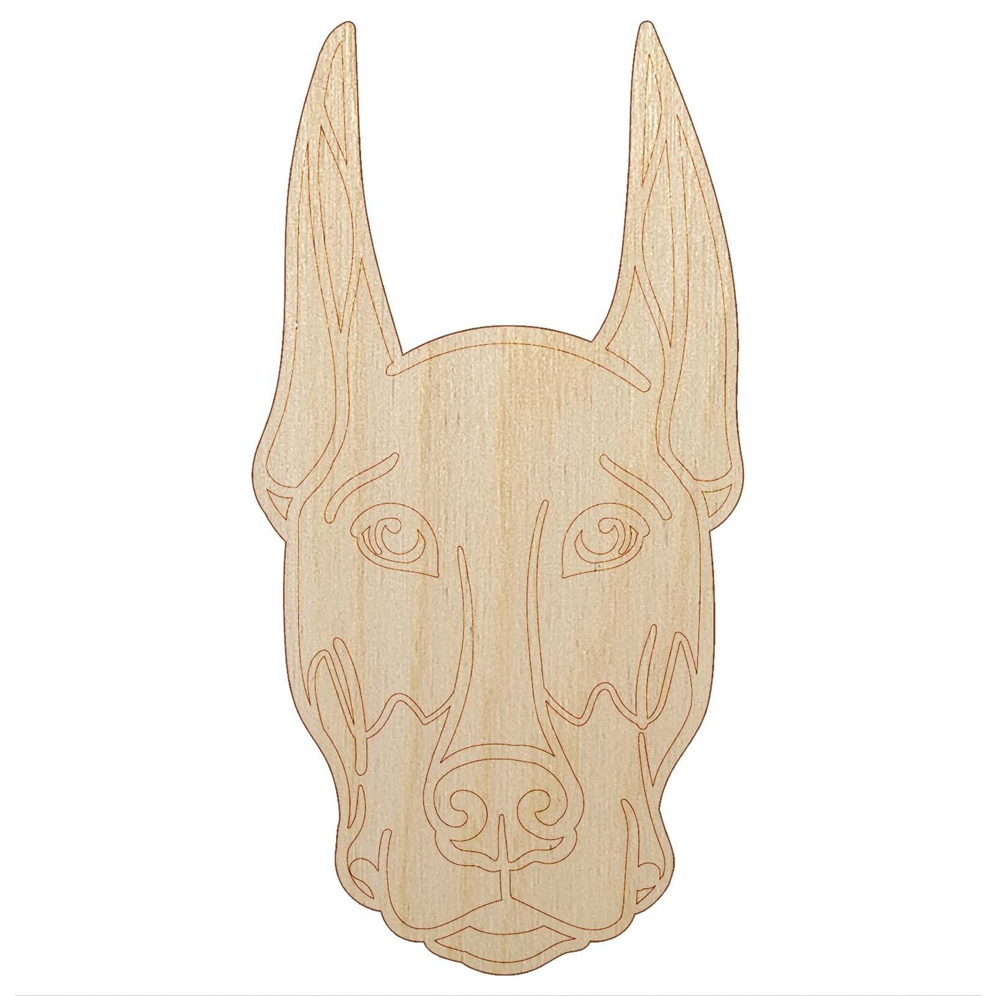 Doberman Pinscher Dog Head Unfinished Wood Shape Piece Cutout for DIY Craft Projects