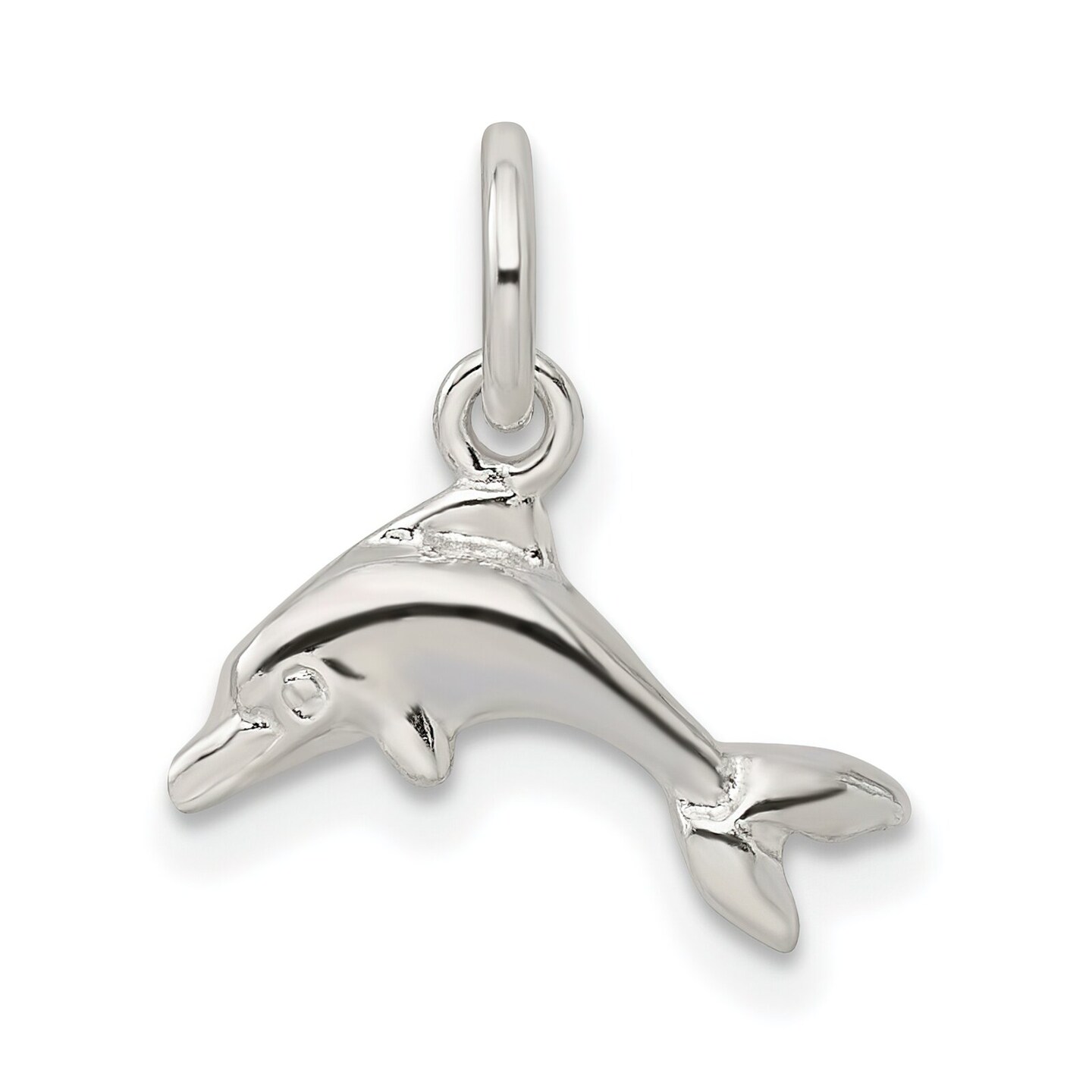 Sterling Silver Dolphin Charm Jewelry Ocean Pendant 17mm x 16mm