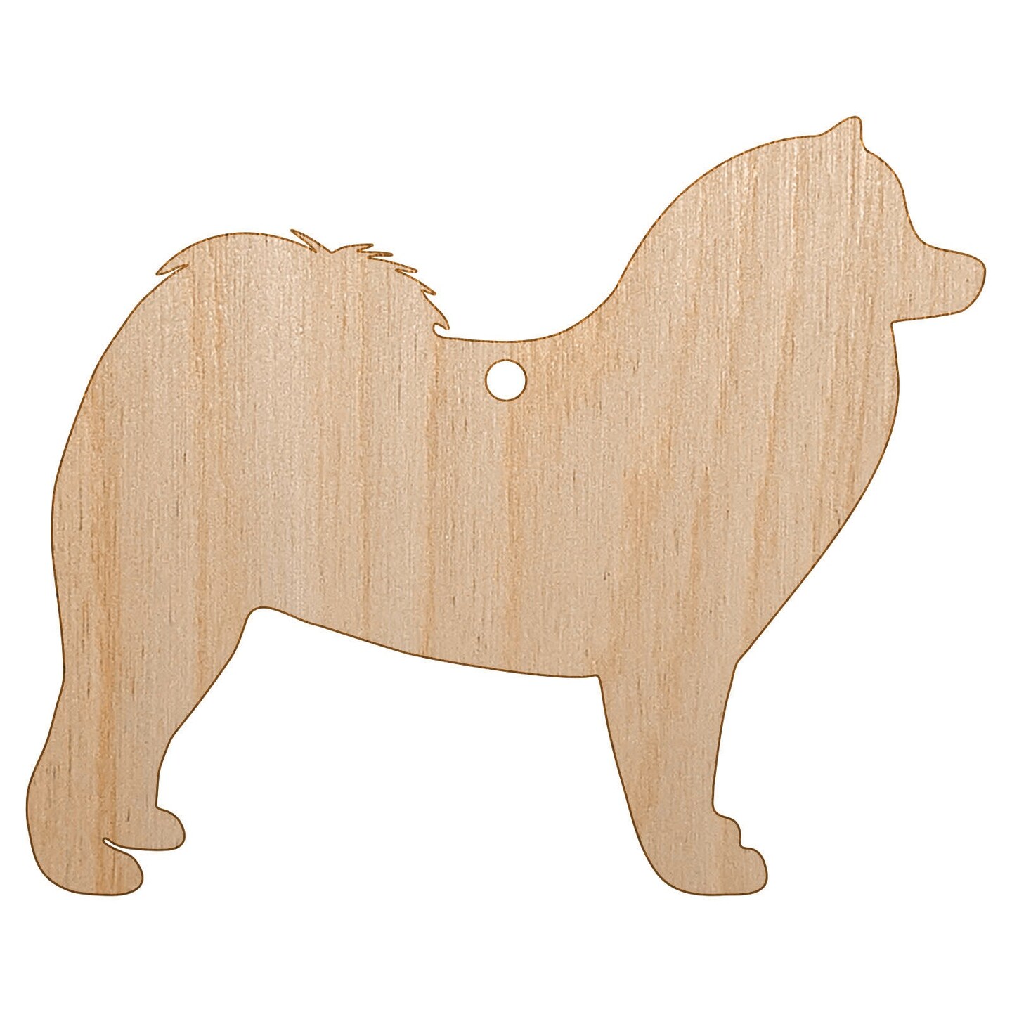 Samoyed Dog Solid Unfinished Craft Wood Holiday Christmas Tree DIY Pre-Drilled Ornament
