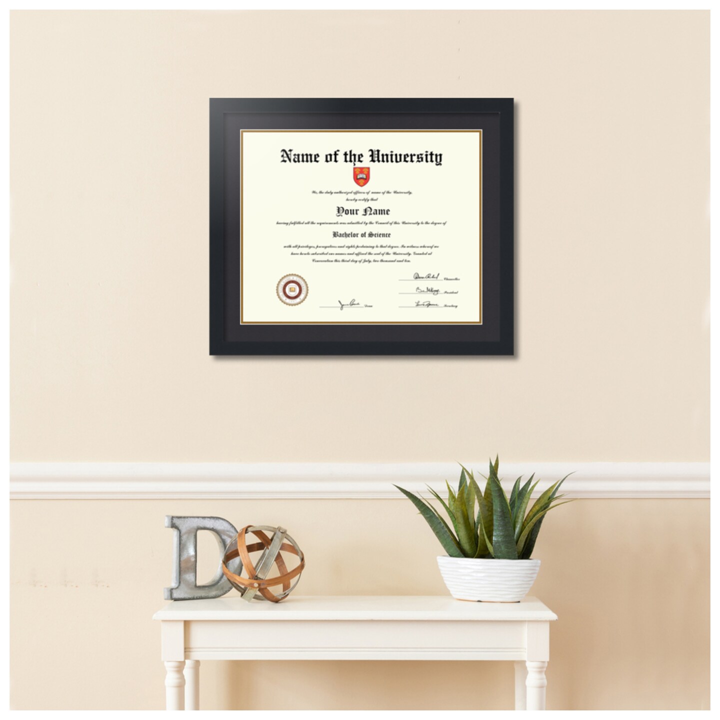 ArtToFrames 16x20 inch Diploma Frame - Framed with Black and Gold Mats, Comes with Regular Acrylic and Sawtooth Hanger for Wall Hanging (D-16x20)