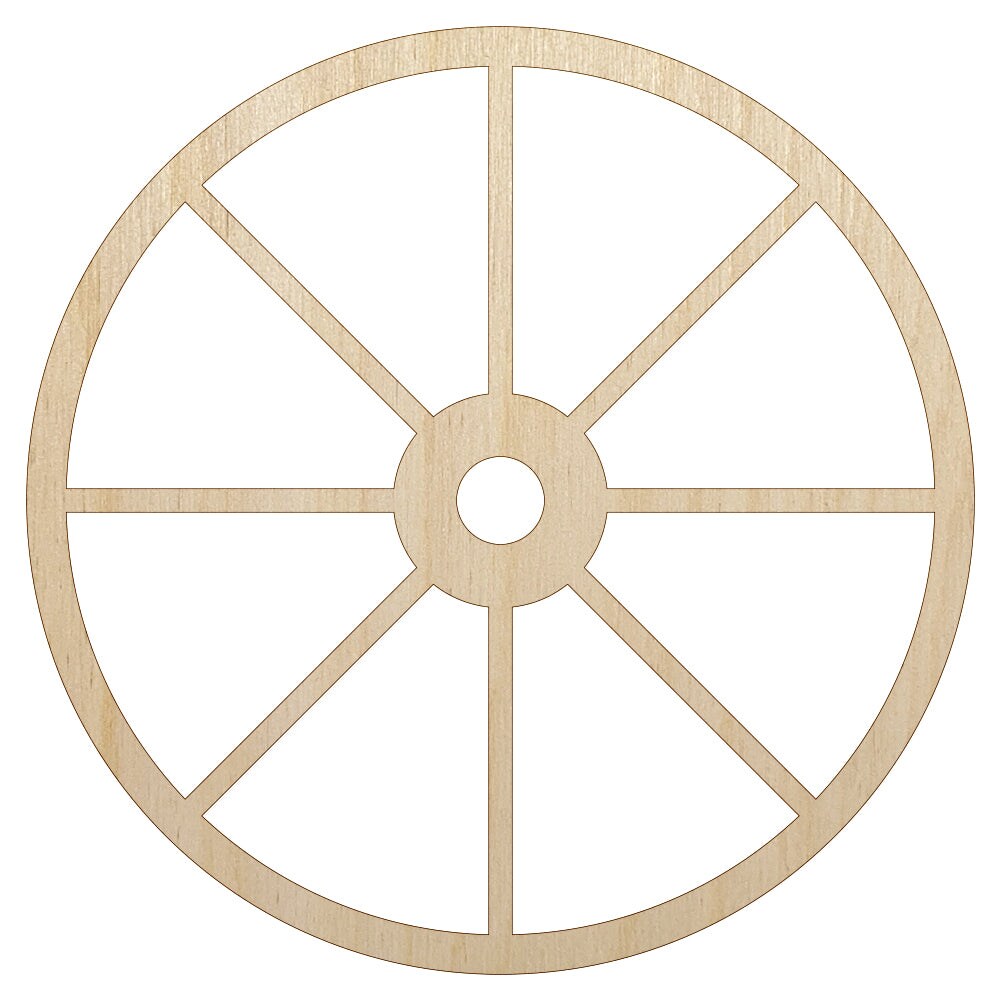 Wagon Wheel Solid Unfinished Wood Shape Piece Cutout for DIY Craft Projects