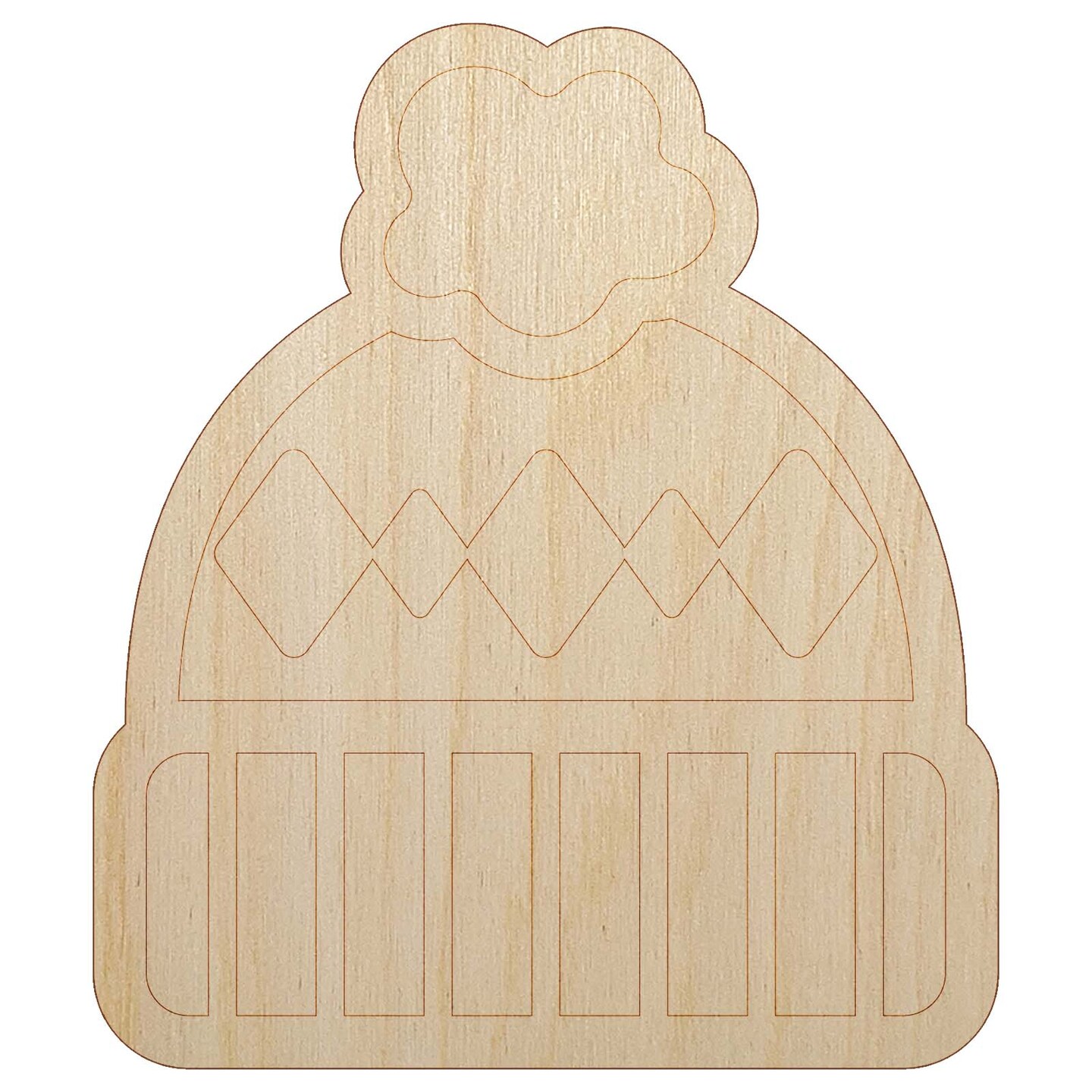 Winter Beanie Hat Unfinished Wood Shape Piece Cutout for DIY Craft Projects