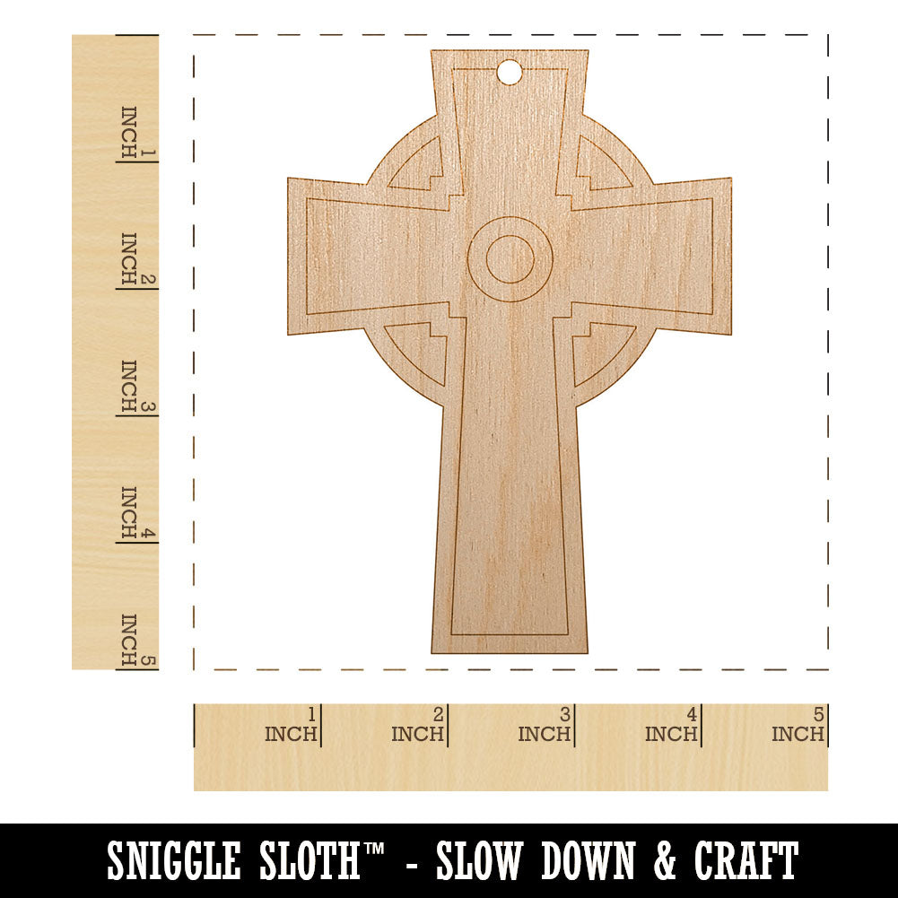 Celtic Cross Simple Outline Unfinished Craft Wood Holiday Christmas Tree DIY Pre-Drilled Ornament