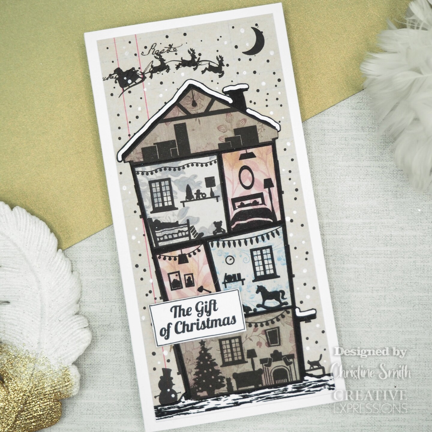 Creative Expressions  Designer Boutique Christmas Town House DL Rubber Stamp