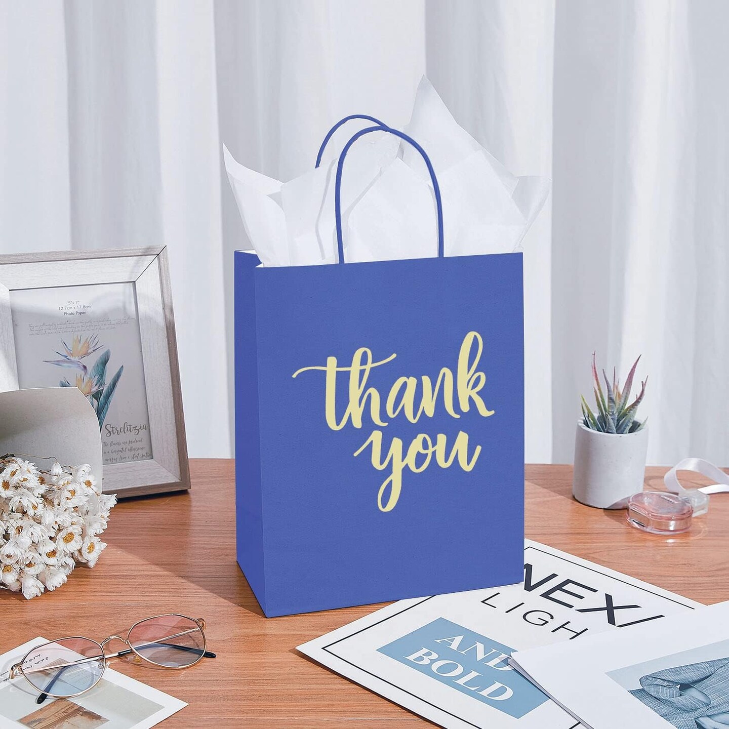 50 Pack Gift Bags with Handles and Tissue Paper