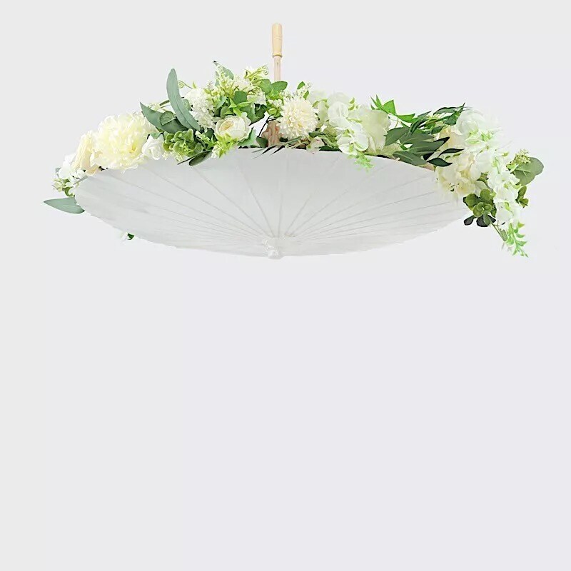 2 White 32&#x22; Decorative Paper Umbrellas