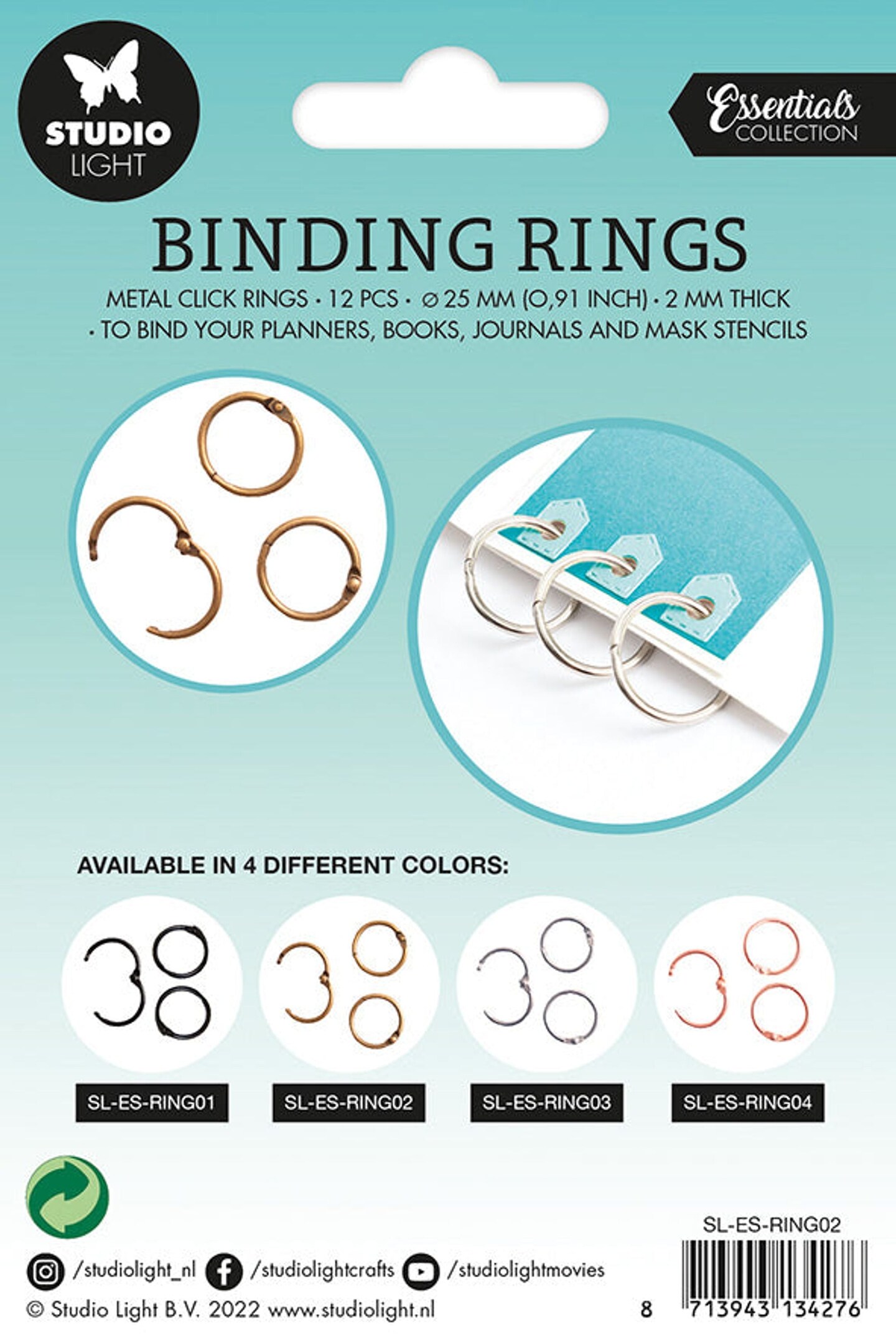 Studio Light SL Binding Click Rings Old Gold Essentials 23x23x3mm 12 PC ...