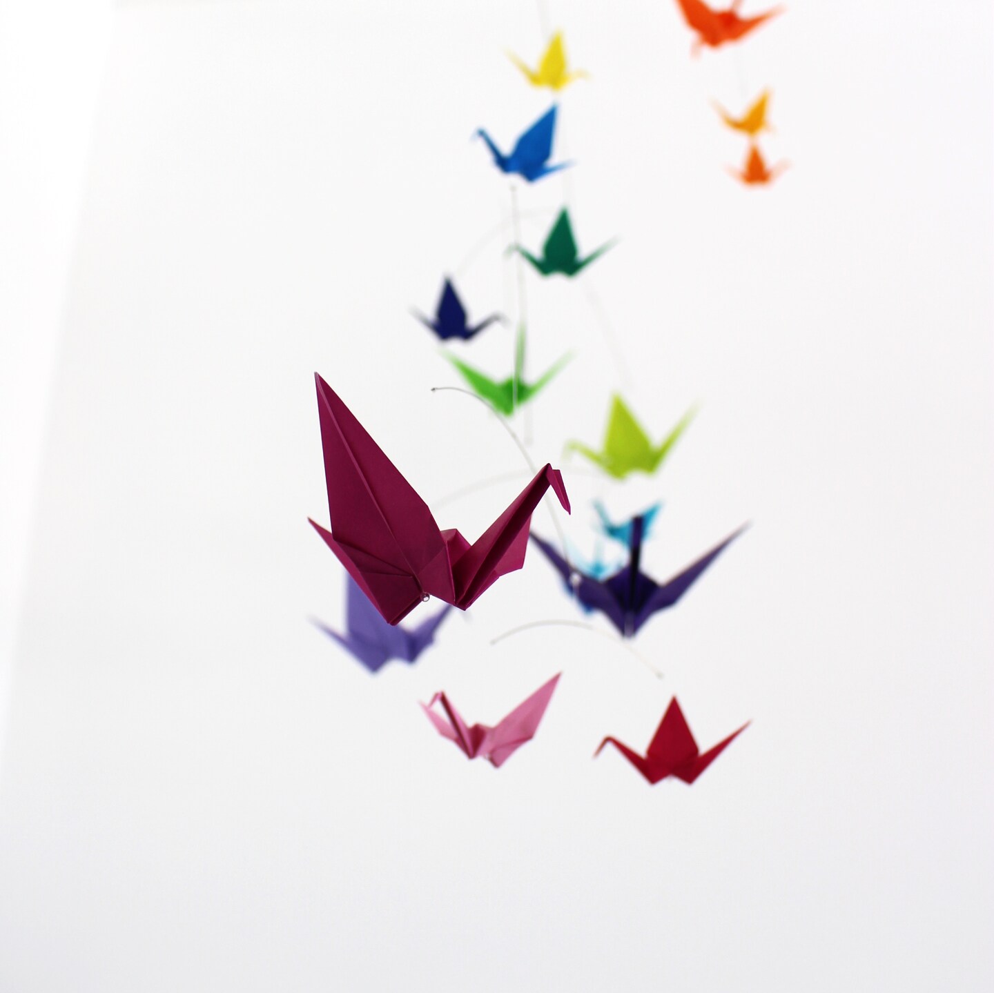 Rainbow Bird Mobile for Adults. Modern Office Decor. Colorful Origami Paper Cranes. Hanging Kinetic Mobile Art Sculpture for Home Decor. product 5