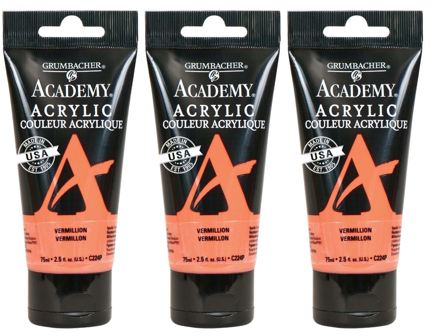 Grumbacher Academy® Acrylic Box of 3 - Orange Color Family, 75ml