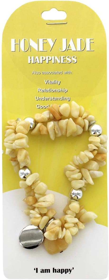 Earth&#x27;s Jewels Semi-Precious Honey Jade Naturel Jasper Yellow 2-Strand Bracelet, Circle Charm