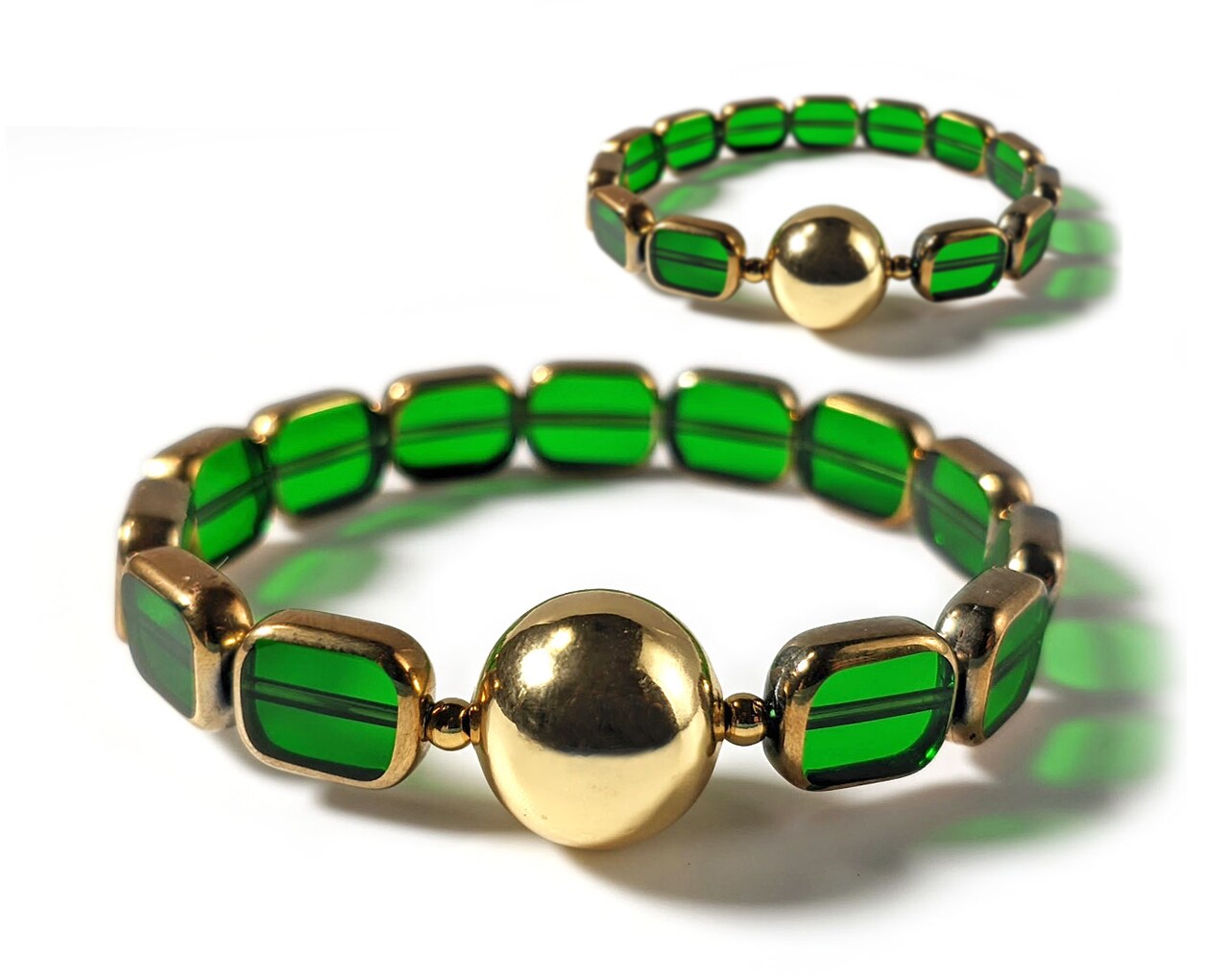 Gold Brushed Glass Holiday, Christmas Nausea Relief Bracelets for Motion Sickness, Sea Sickness, Morning Sickness - image8