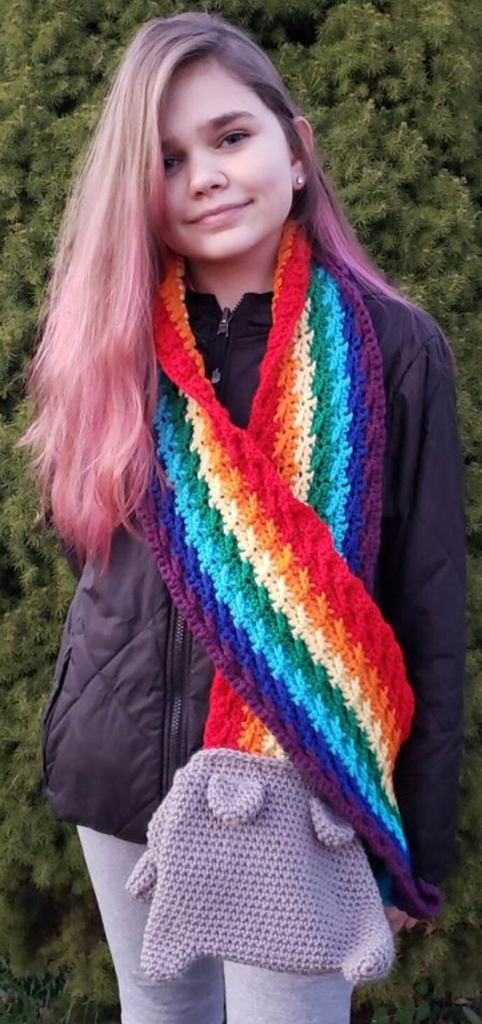 Store Zombie Cat Rainbow Barf Scarf