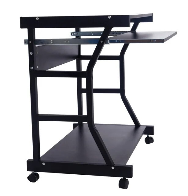 Mobile and compact complete office computer workstation desk in black