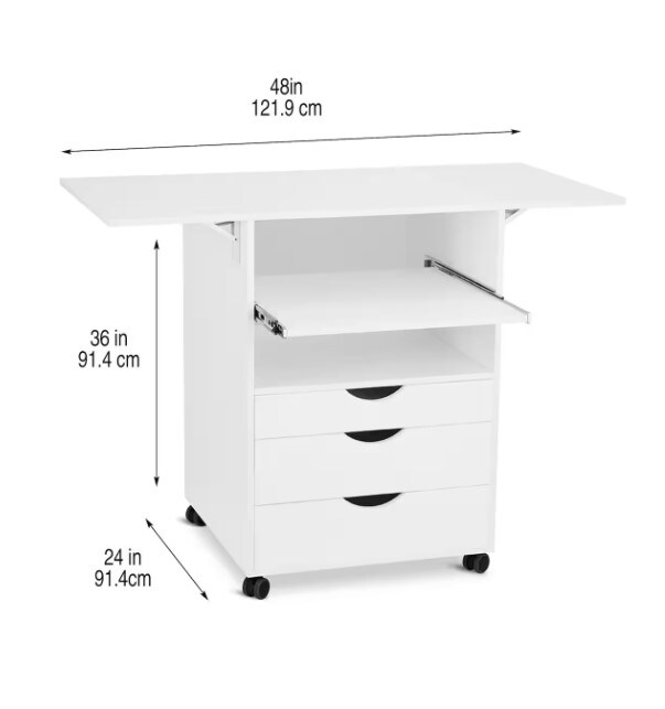 All-In-One Storage Mobile Expandable Workstation Cart For Home and Office