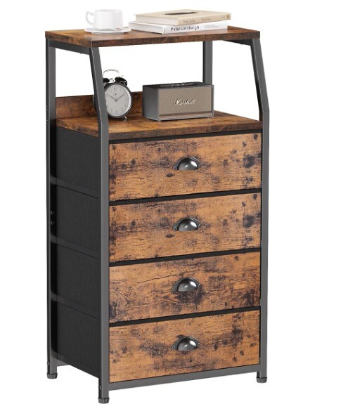 Tall 4 Drawer Dresser, Fabric Dresser with Vertical Storage Tower for ...