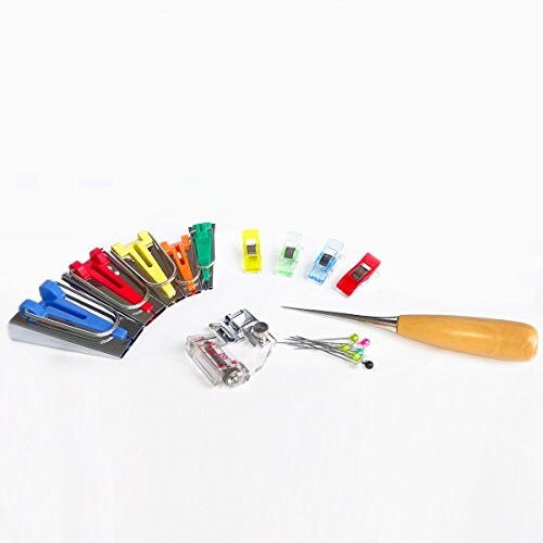 Bias Tape Maker Kits All 5 Sizes 6MM 9MM 12MM 18MM 25MM Binding Foot Craft Clips Awl Quilter&#x27;s Pin