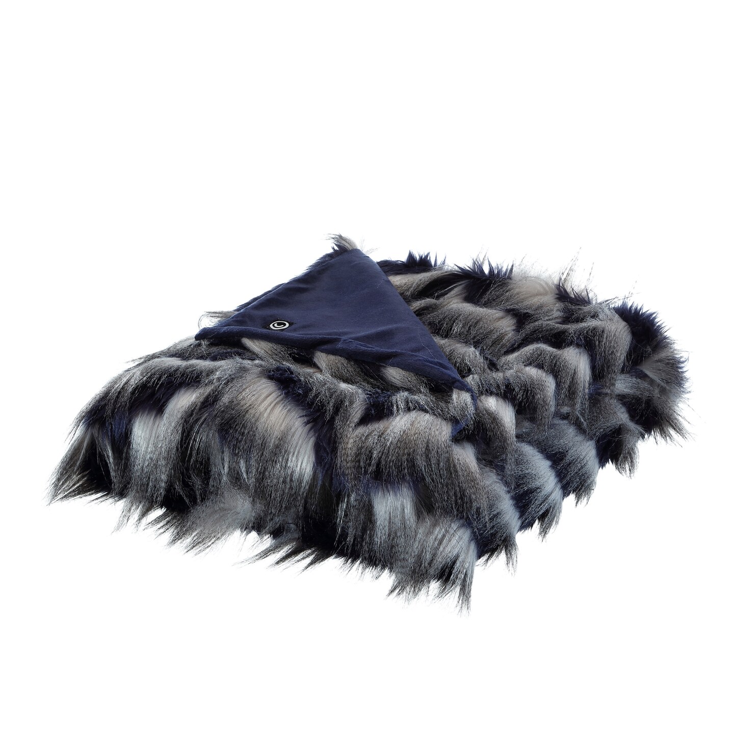 Caron Faux Feather Fur Throw 50&#x22;x60&#x22;, Navy