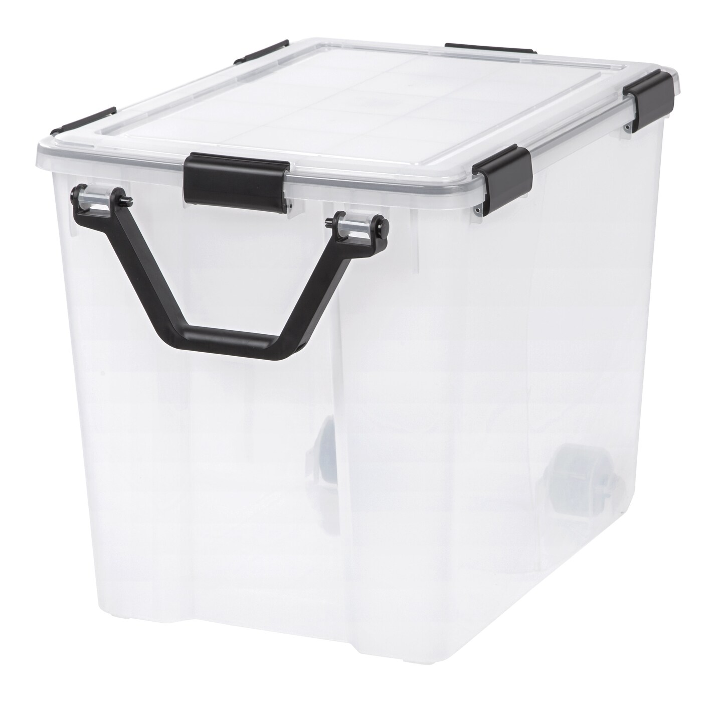 IRIS USA 103qt WEATHERPRO Wheeled Plastic Storage Bin with Seal Latching Lid and 6Buckles, Pull Handle
