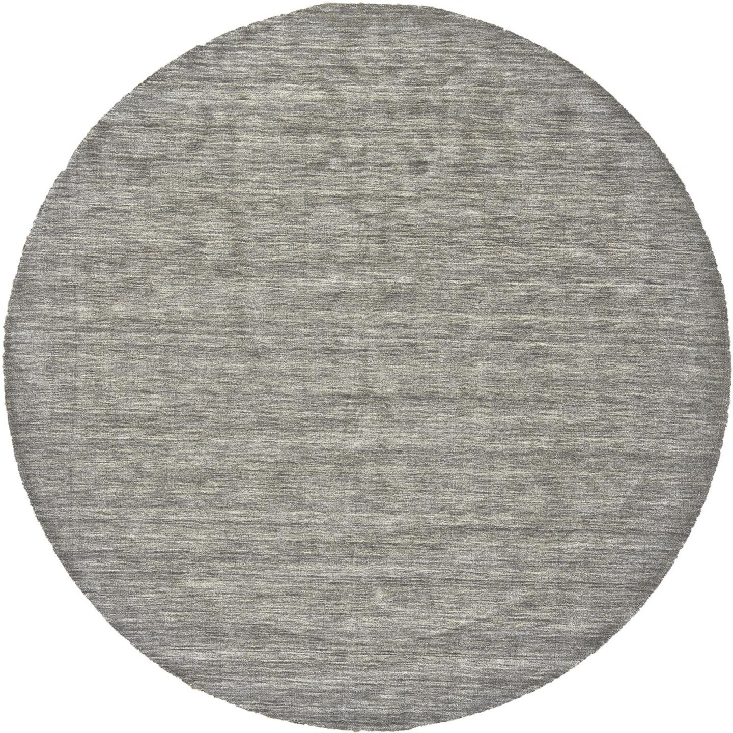 Feizy Home Collection 8' Gray Marled Hand Woven Round Wool Area Throw Rug