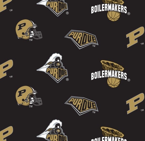 Sykel Enterprises-Purdue University Fleece Fabric-Purdue Boilermakers All Over Fleece Blanket Fabric-Sold by the yard