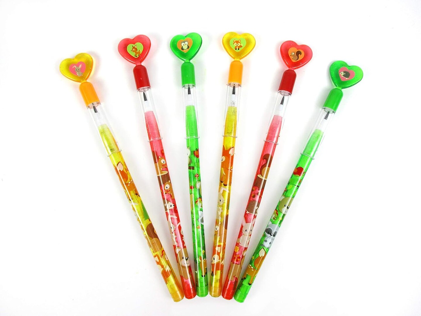 TINYMILLS Woodland Animals Multi Point Stackable Pencil with Eraser for Party Favors Cute Forest Creatures