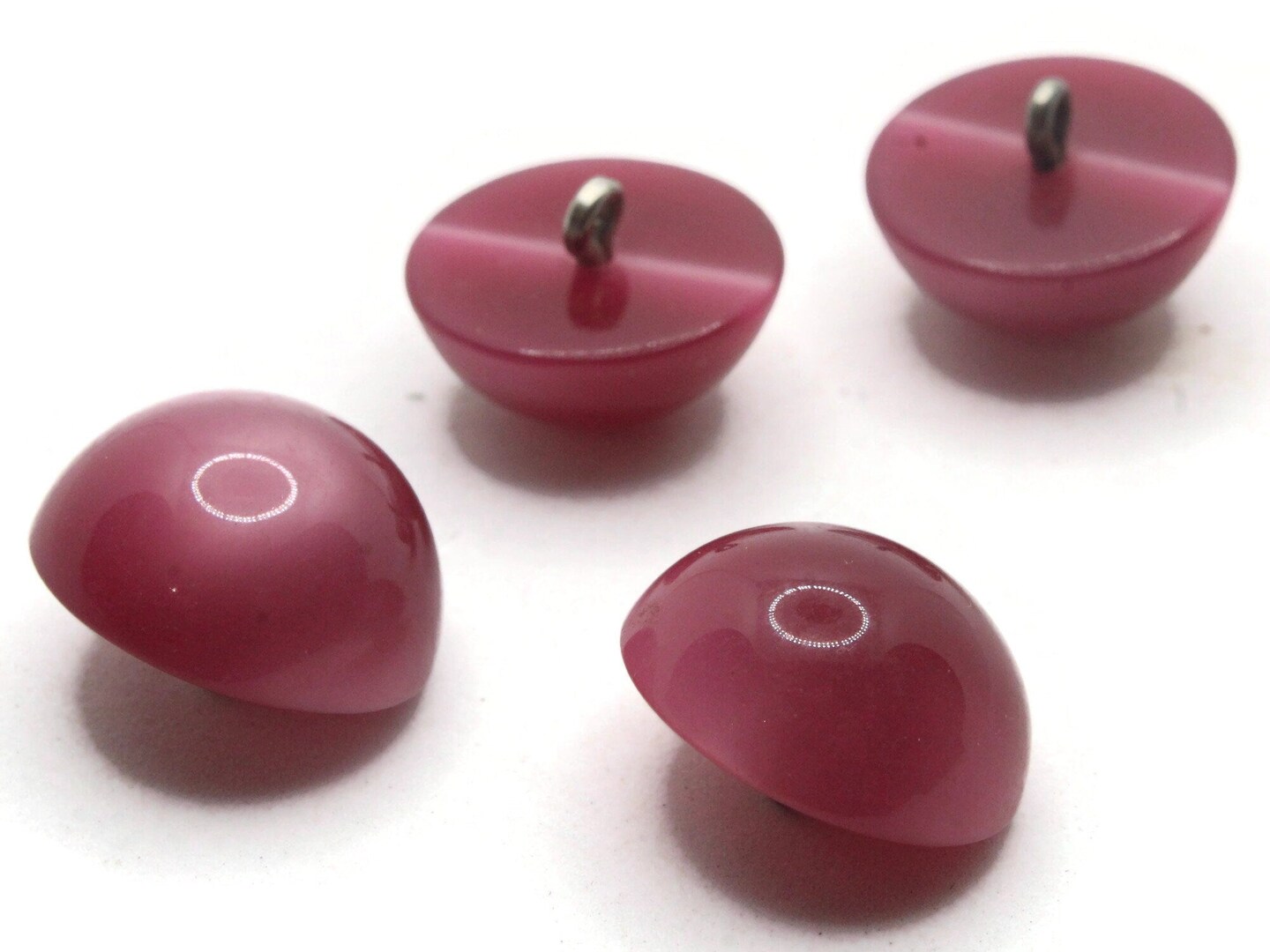 4 18mm Vintage Maroon Purple Moonglow Lucite Round Shank Buttons