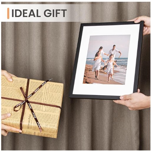 11x14 Picture Frame, Black, Wall Hanging Photo Frame, Display Pictures 8x10 with Mat or 11x14 Without Mat, 1 Pack