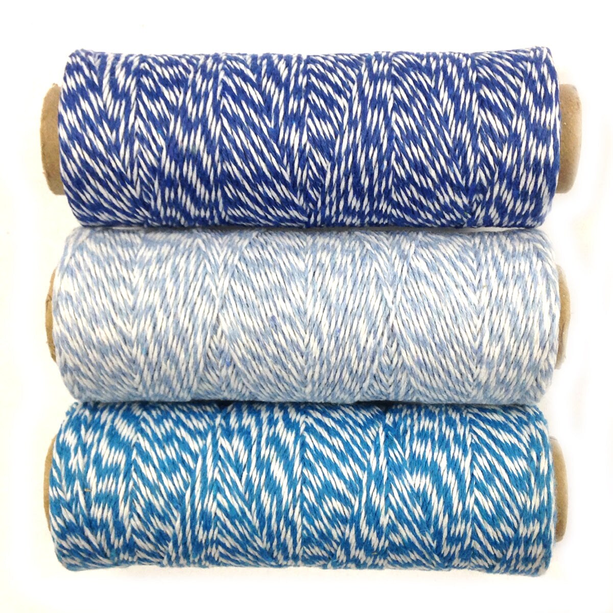Wrapables Cotton Baker&#x27;s Twine 4ply 330 Yards (Set of 3 Spools x 110 Yards) for Gift Wrapping, Party Decor, and Arts and Craft (Navy, Blue Grey, Blue)