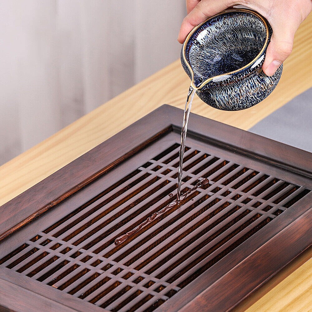 Luxury Bamboo Tea Tray Serving Table Water Storage Plate