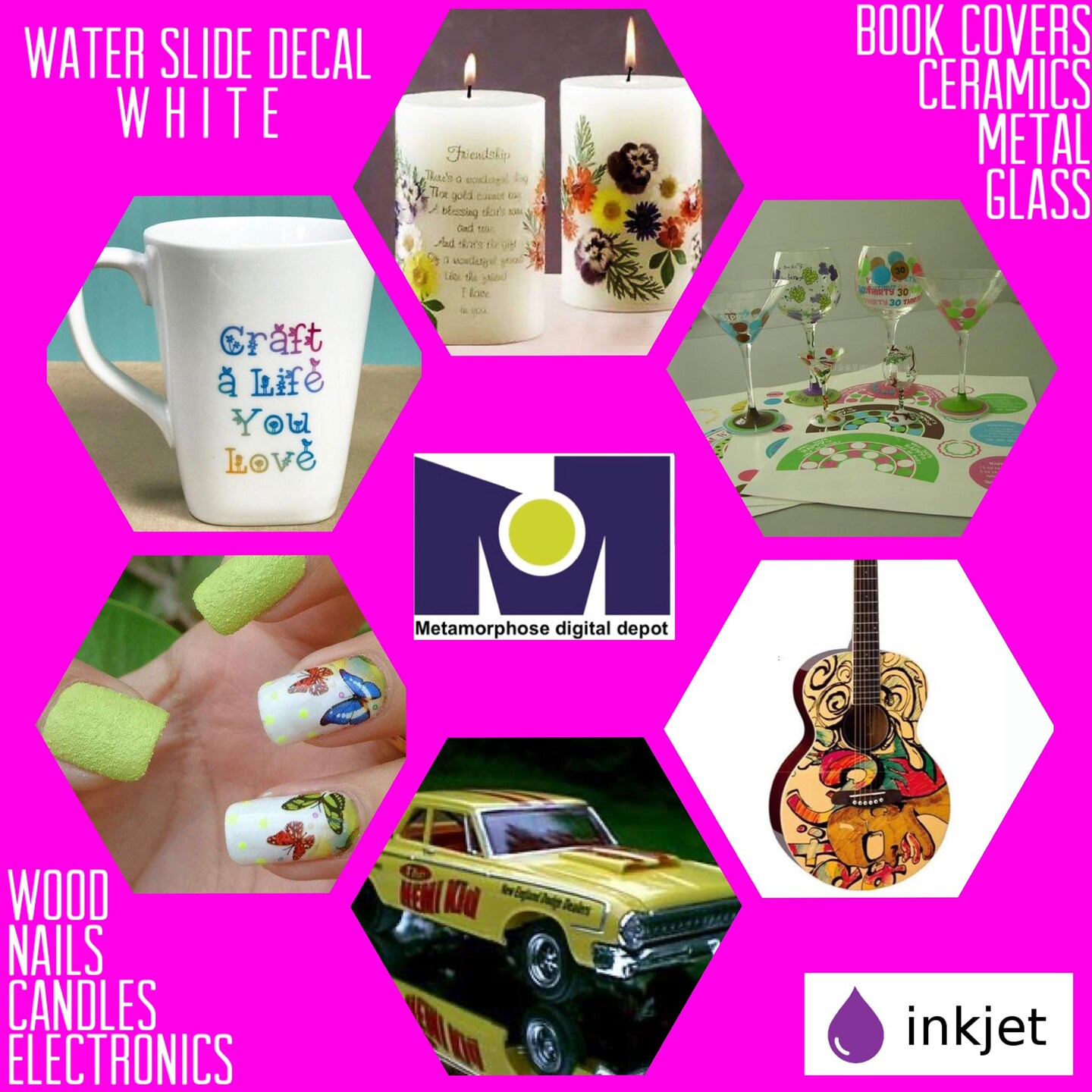 INKJET WHITE WATERSLIDE FILM Model, Ceramic, Decal Paper 25 sheets 8.5&#x22;x11&#x22;