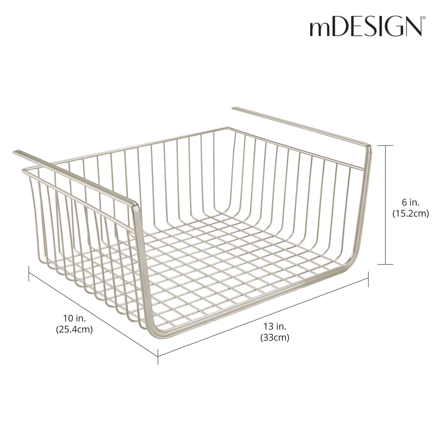 mDesign Metal Under Kitchen Pantry Shelf Hanging Storage Basket