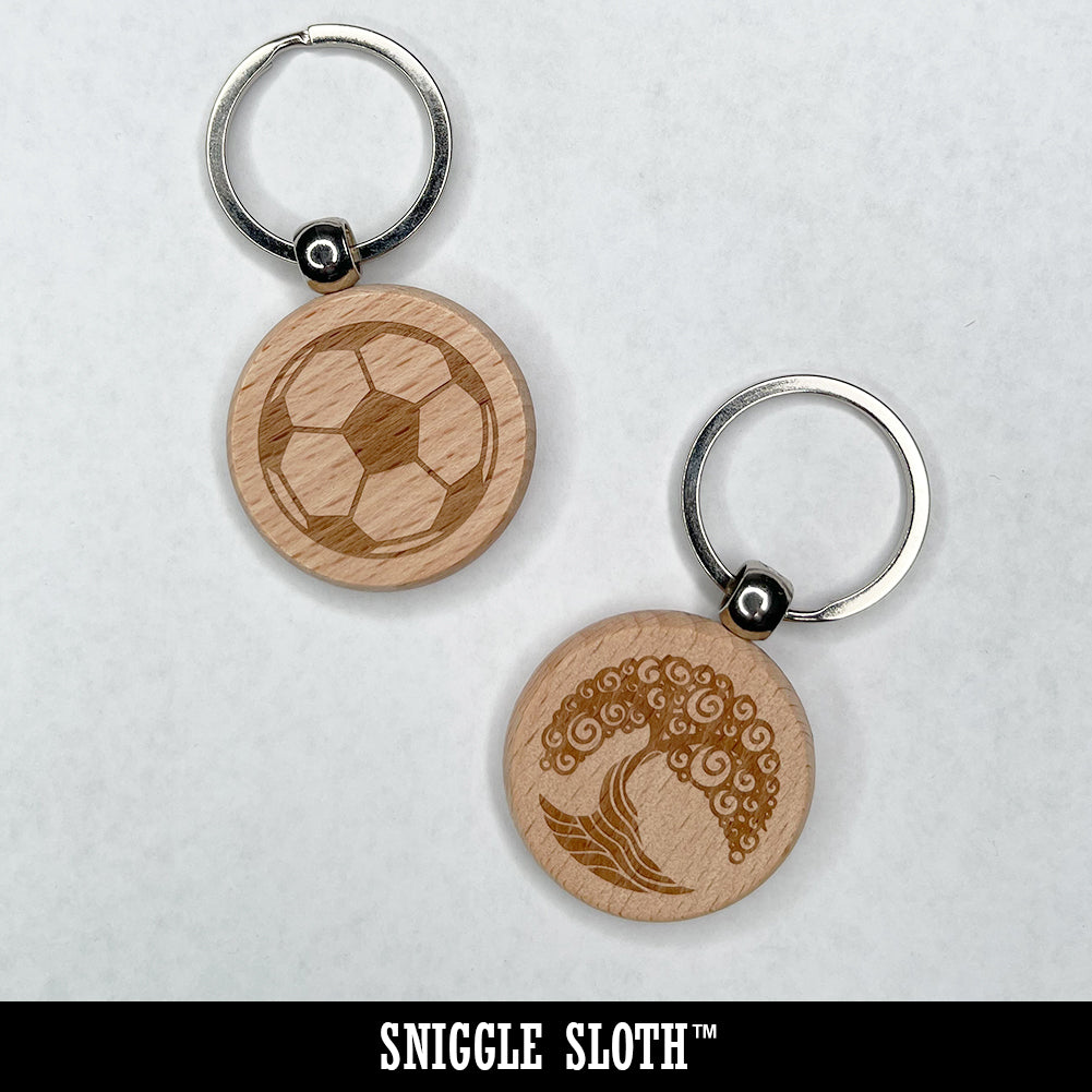 Burrito Doodle Engraved Wood Round Keychain Tag Charm