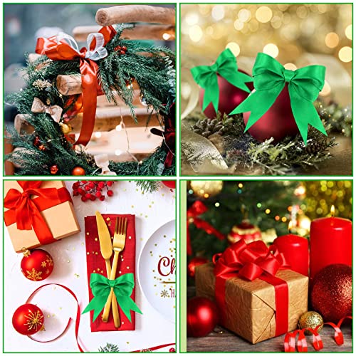DECYOOL 4 Rolls 100 Yards Christmas Ribbons 1Inch Wide Holiday Satin Ribbons for Gift Wrapping and DIY Craft, Red &#x26; Green