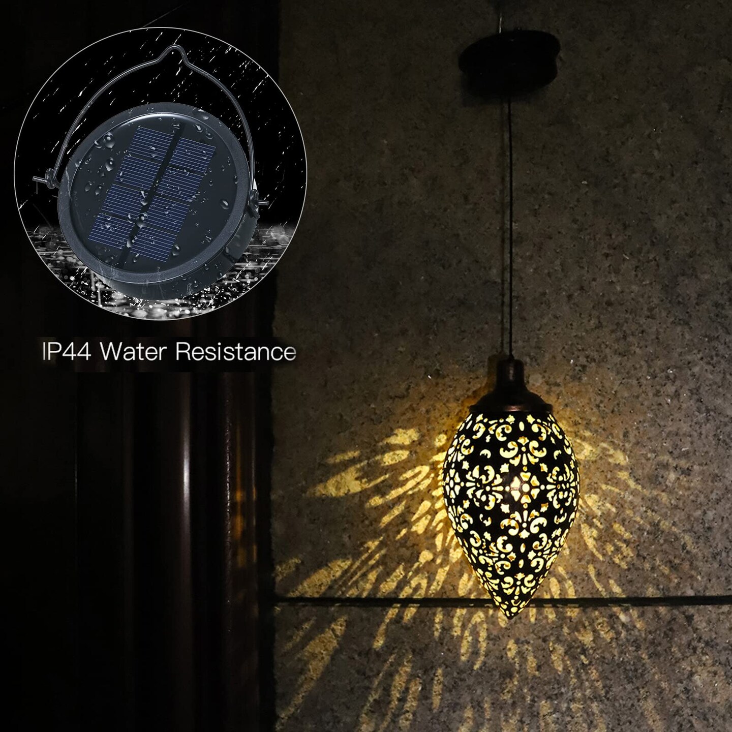 1 Pack Hanging Solar Lights, Solar Lantern LED Moroccan Garden Lights Metal Lamp Waterproof for Outdoor, Patio, Porch Hanging Decor