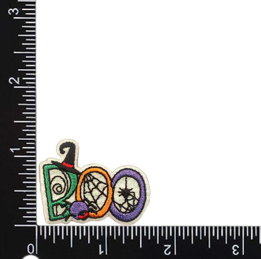 Halloween Boo, Spider, Web, Witch's Hat, Spooky, Embroidered, Iron on Patch