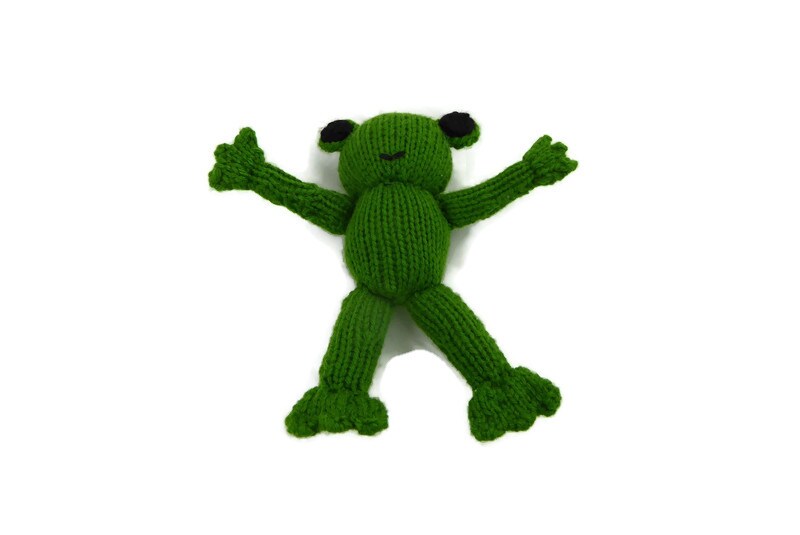 Handknit Stuffed Frog Plush Toy