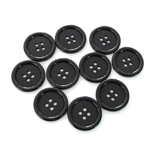 Buttons 1 Inch (1”) 4 Hole 10 Pieces - White Black Clear - Sewing Crafts  Replacement Button -Perfect for Crafts, Coats, Shirts, Pants, Shorts,  Cardigans, Blazers, Skirts (Black)