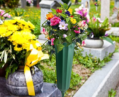 12 Pack Memorial Flower Vase Plastic Cemetery Vases with Spikes Cemetery Decorations for Grave Decorations for Cemetery Vases for Flowers Plastic Vases for Flowers Cemetery Flowers for Grave Vase