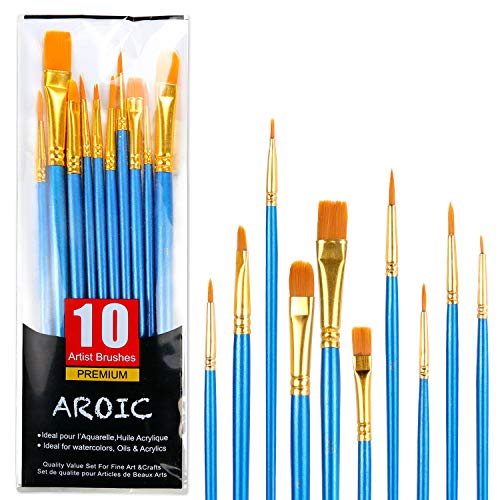 10Pcs/Set Artists Paint Brush Watercolor Wooden Handle Nylon