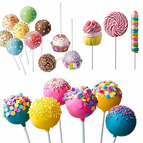 360pcs 6inch Lollipop Sticks, Cake Pops Sticks, Cake Pop Bags and Wrappers Chocolates and Cookies Set Including 120 Parcel Bags, 120 Papery Treat