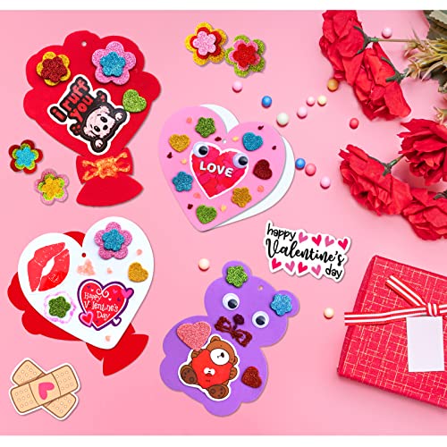 Uranus&#x26;No.1 Valentines Day Foam Crafts Set, Heart Bear Bouquet Arts and Crafts Kits for Kids, DIY Craft for Preschool Classroom Activity, Ideal Gifts for Boy/Girl or Wedding Anniversary