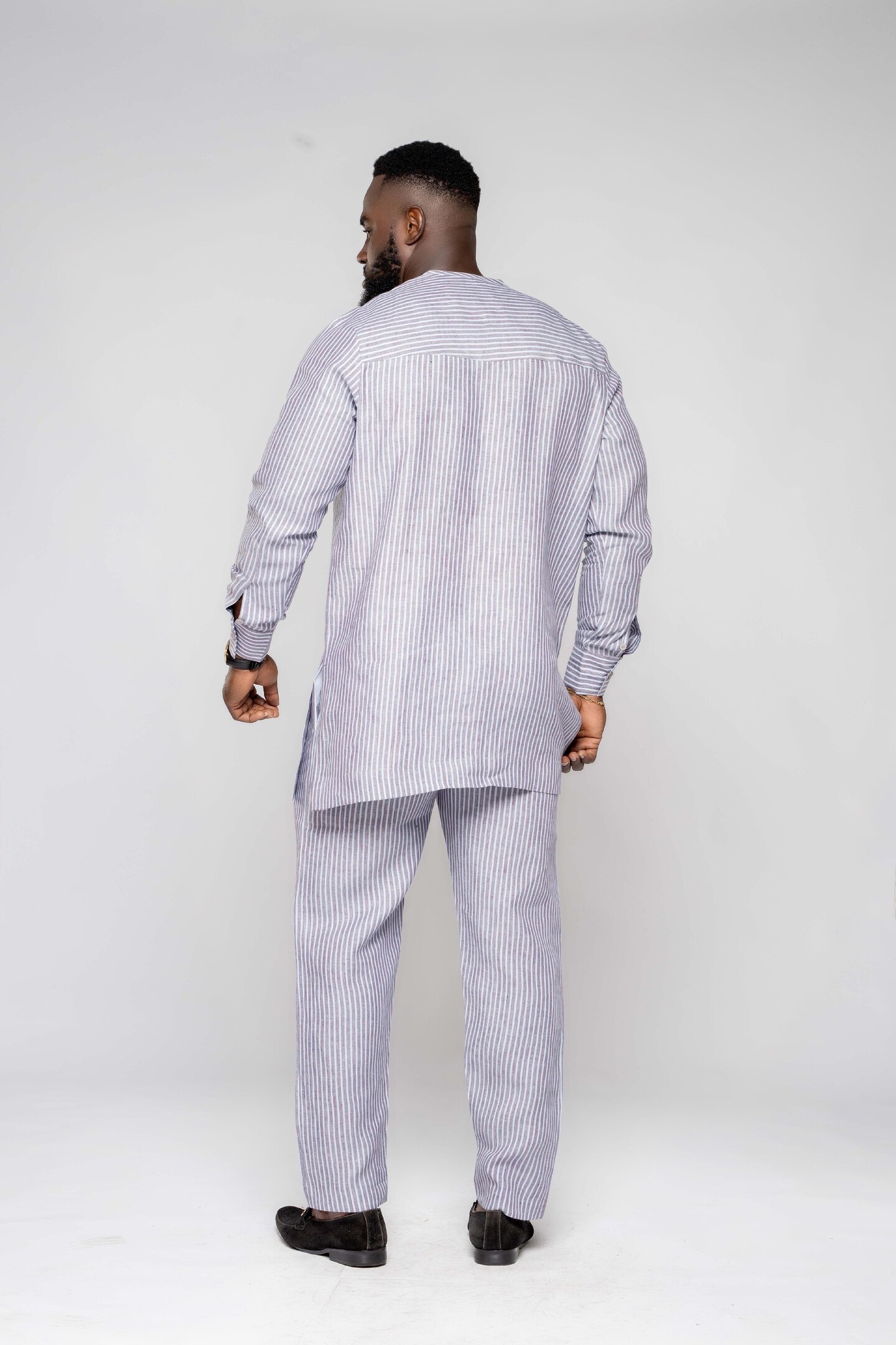 African Men Linen Suite, Long sleeves Top and Bottom. Made in Ghana ...