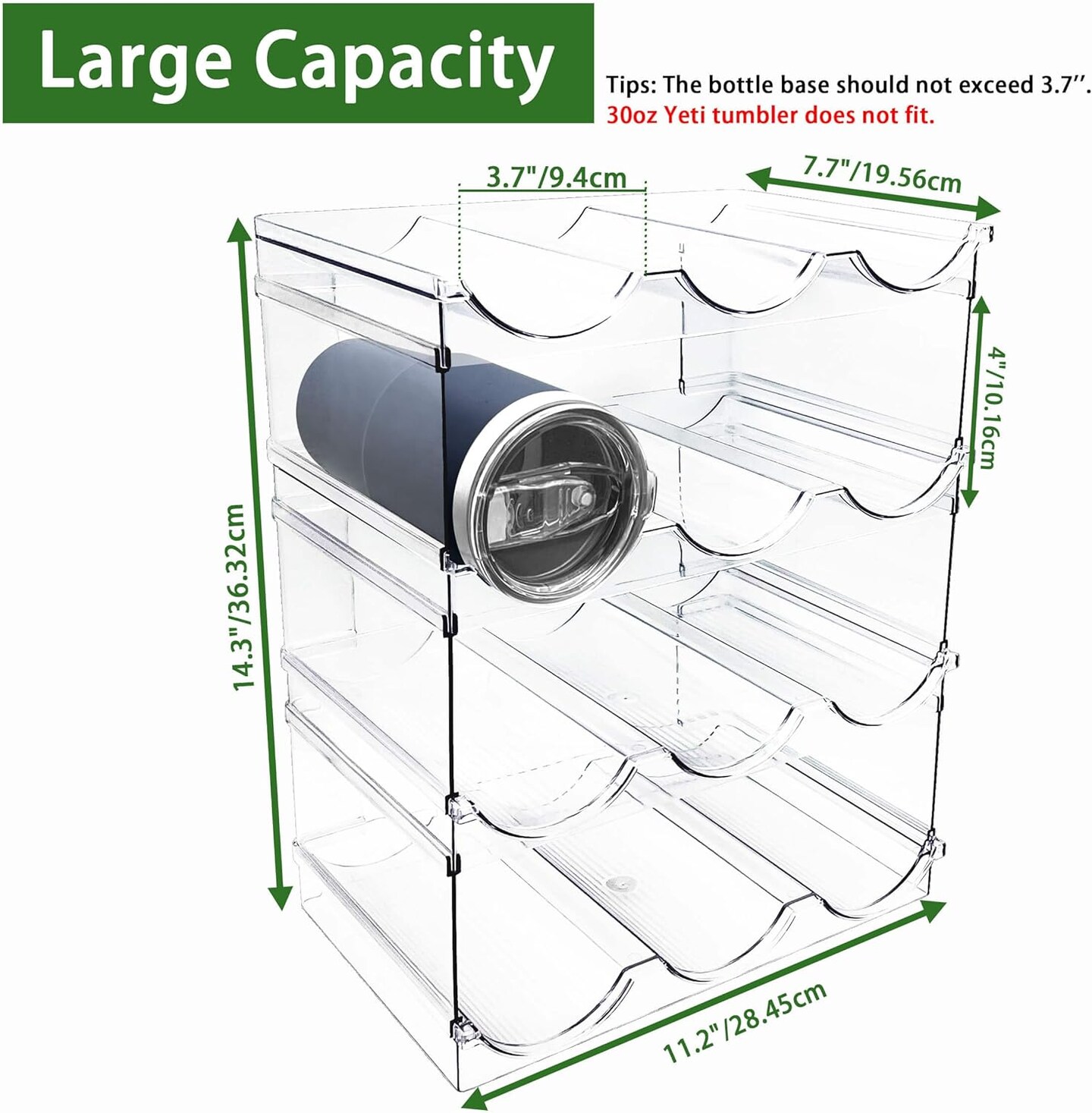 Water Bottle Organizer, Stackable Kitchen Pantry Organization and Storage Shelf, Plastic Holder for Fridge Kitchen Cabinet Organizer and Storage, Tumbler Travel Mug Cup Organizer